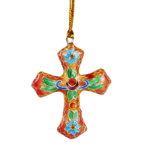 Kreuz Anhänger Weihnachtsschmuck Deko Cloisonne Emaille 5386